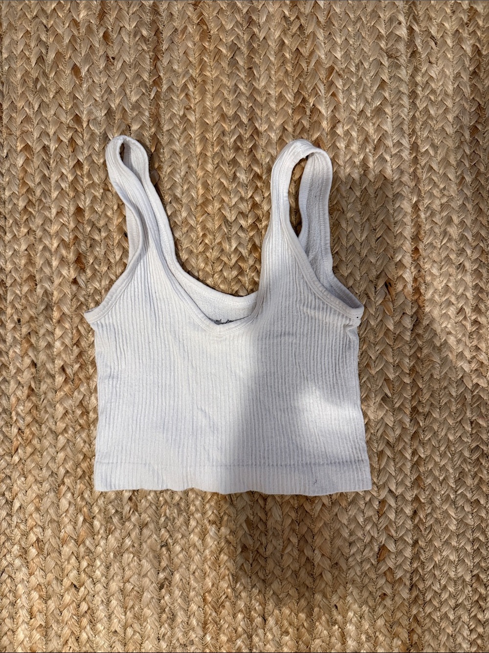Urban Outfitters White Ribbed Crop Tank